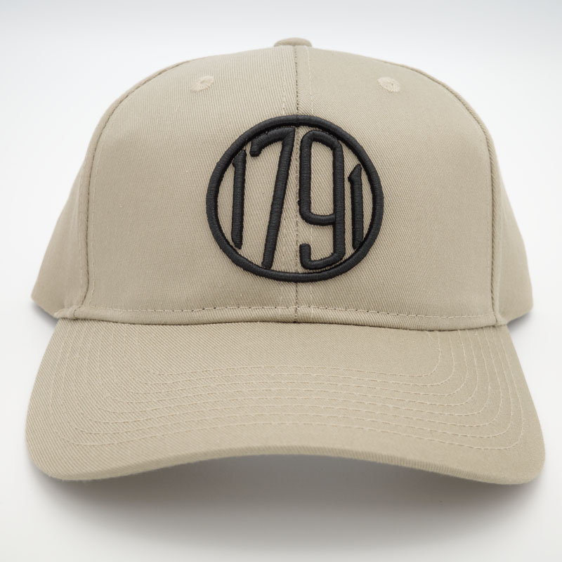 Tan cap with raised black 1791 logo embroidery